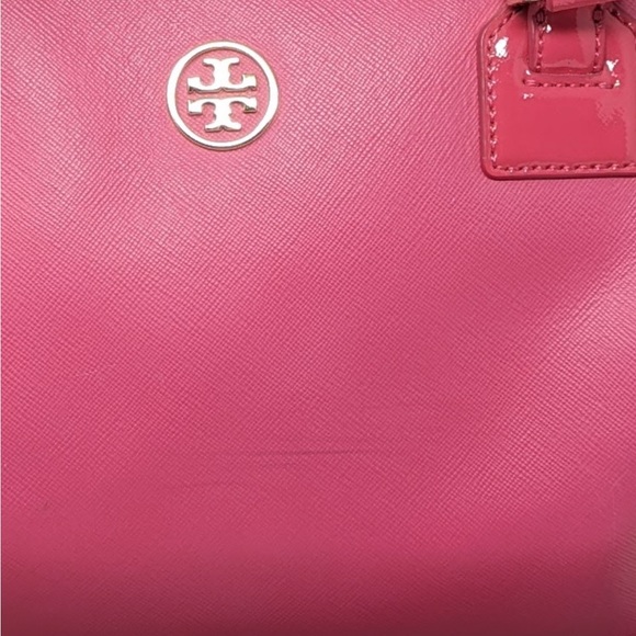 🎉Sale!🦄Rare!Tory Burch Pink Bag Bougainville Pink Robinson Middy Satchel Strap - Picture 14 of 16